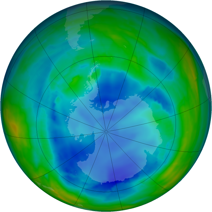 Antarctic ozone map for 13 August 2008